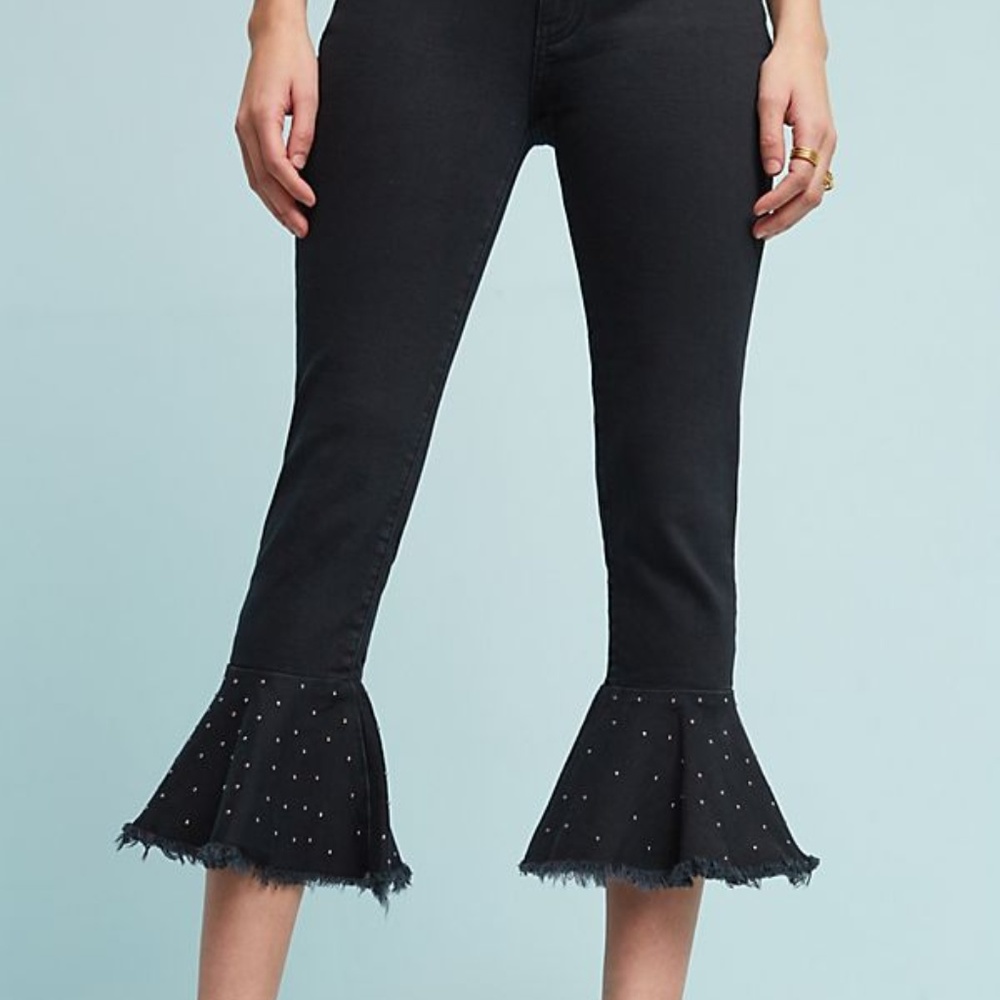 Pilcro Embellilshed High Rise Slim Flounced Jeans